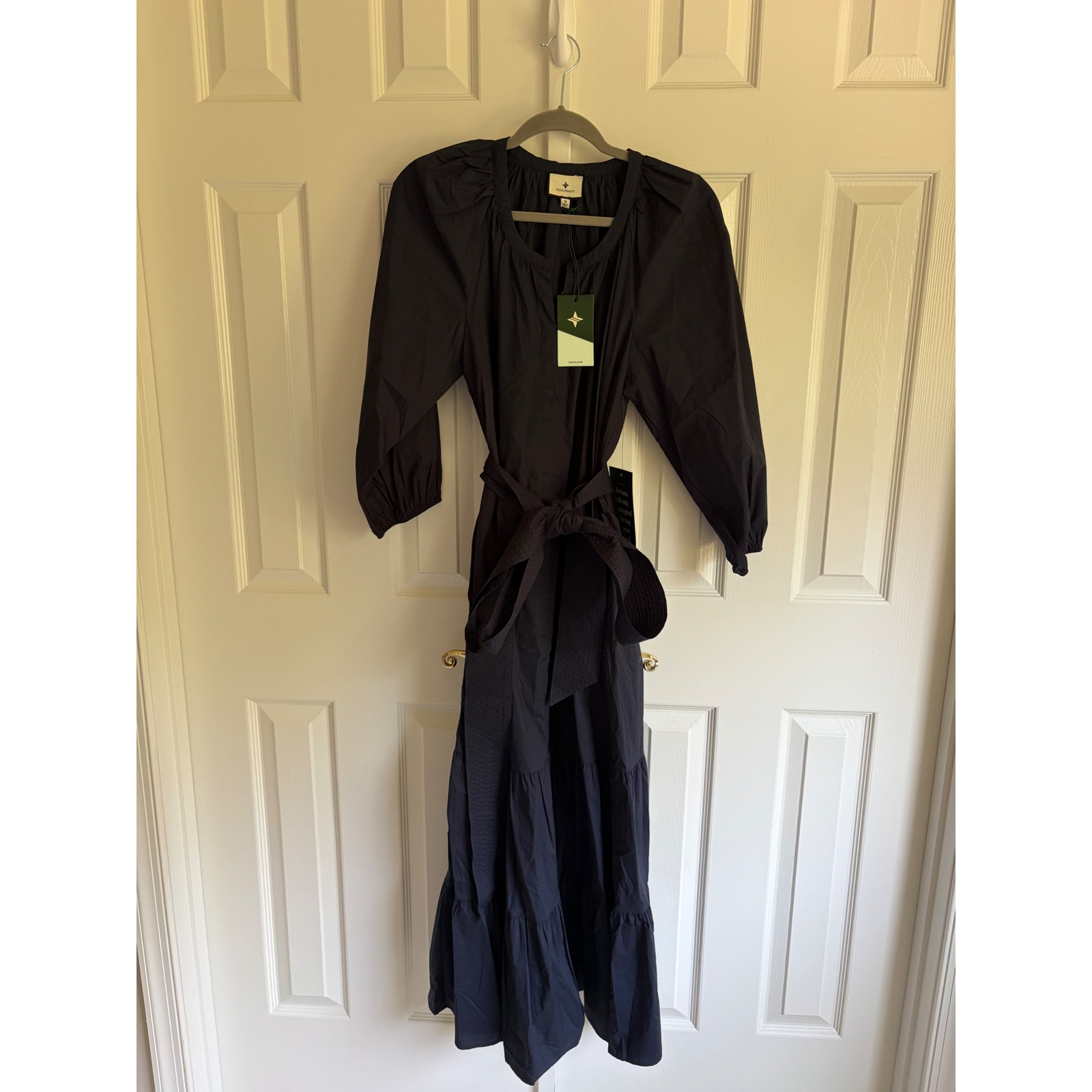 Tuckernuck Lyles Maxi Dress Women Size Medium Navy Cotton Belted — image 2 of 8
